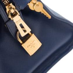 Pre Owned Prada 2 Tone Saffiano Soft Leather Satchel