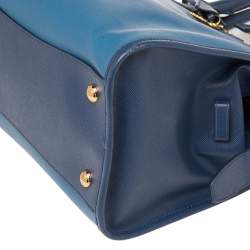 Pre Owned Prada 2 Tone Saffiano Soft Leather Satchel