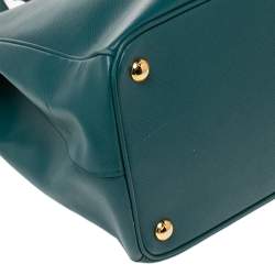 Pre Owned Prada Green Saffiano Lux Leather Large Double Zip Tote