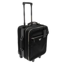 مملوكة مسبقًا Prada Black Nylon and Saffiano Lux Leather Trolley Rolling Luggage