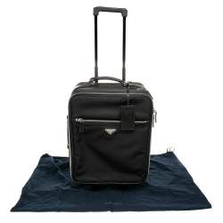 مملوكة مسبقًا Prada Black Nylon and Saffiano Lux Leather Trolley Rolling Luggage
