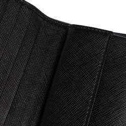 Pre Owned Prada Black Saffiano Leather Compact Wallet