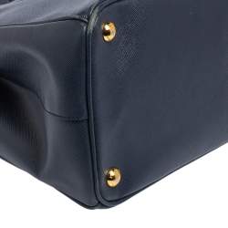 مملوكة مسبقًا Prada Blue Two Tone Saffiano Lux Leather Medium Double Zip Tote
