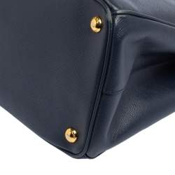 مملوكة مسبقًا Prada Blue Two Tone Saffiano Lux Leather Medium Double Zip Tote