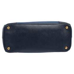 مملوكة مسبقًا Prada Blue Two Tone Saffiano Lux Leather Medium Double Zip Tote