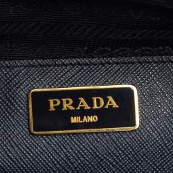 مملوكة مسبقًا Prada Blue Two Tone Saffiano Lux Leather Medium Double Zip Tote