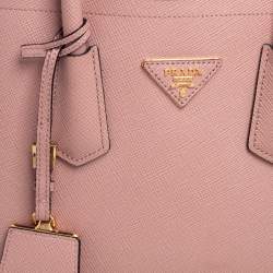 Pre Owned Prada Pink Saffiano Cuir Leather Double Tote