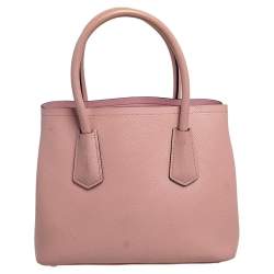 Pre Owned Prada Pink Saffiano Cuir Leather Double Tote