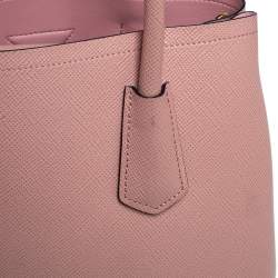 Pre Owned Prada Pink Saffiano Cuir Leather Double Tote