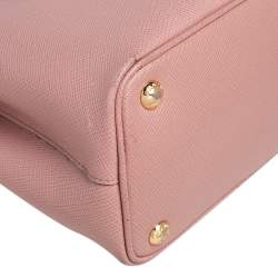 Pre Owned Prada Pink Saffiano Cuir Leather Double Tote