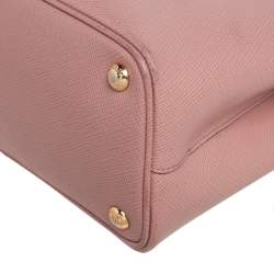 Pre Owned Prada Pink Saffiano Cuir Leather Double Tote