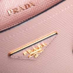 Pre Owned Prada Pink Saffiano Cuir Leather Double Tote