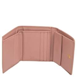 Pre Owned Prada Beige Saffiano Leather Trifold Compact Wallet