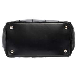 Pre Owned Prada Black Soft Calf Leather Vertical Stitched Tote