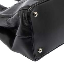 Pre Owned Prada Black Soft Calf Leather Vertical Stitched Tote