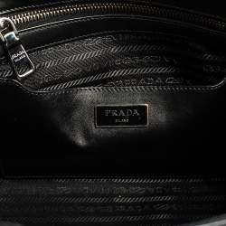 Pre Owned Prada Black Soft Calf Leather Vertical Stitched Tote