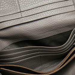 Pre Owned Prada Grey Vitello Daino Leather Long Continental Wallet