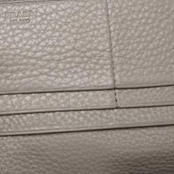 Pre Owned Prada Grey Vitello Daino Leather Long Continental Wallet