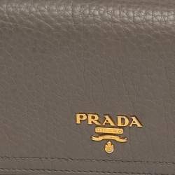Pre Owned Prada Grey Vitello Daino Leather Long Continental Wallet