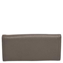 Pre Owned Prada Grey Vitello Daino Leather Long Continental Wallet