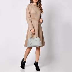 Pre Owned Prada Grey Saffiano Lux Leather Small Promenade Satchel