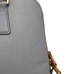 Pre Owned Prada Grey Saffiano Lux Leather Small Promenade Satchel