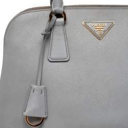 Pre Owned Prada Grey Saffiano Lux Leather Small Promenade Satchel