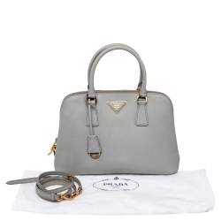 Pre Owned Prada Grey Saffiano Lux Leather Small Promenade Satchel