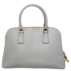 Pre Owned Prada Grey Saffiano Lux Leather Small Promenade Satchel