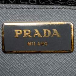 Pre Owned Prada Grey Saffiano Lux Leather Small Promenade Satchel