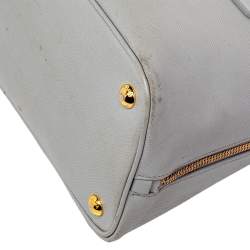 Pre Owned Prada Grey Saffiano Lux Leather Small Promenade Satchel