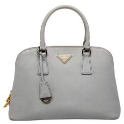 Prada Grey Saffiano Lux Leather Small Promenade Crossbody Bag Prada