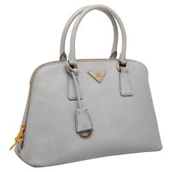 Pre Owned Prada Grey Saffiano Lux Leather Small Promenade Satchel