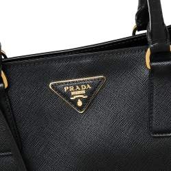 Pre Owned Prada Black Saffiano Lux Leather Large Gardener's Tote
