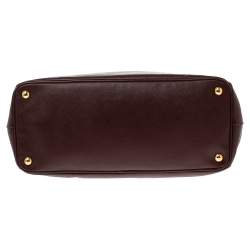Pre Owned Prada Maroon Saffiano Lux Leather Large Double Zip Tote