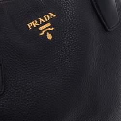 Pre Owned Prada Black Leather Vitello Daino Sacca 2 Manici Hobo