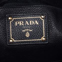 Pre Owned Prada Black Leather Vitello Daino Sacca 2 Manici Hobo