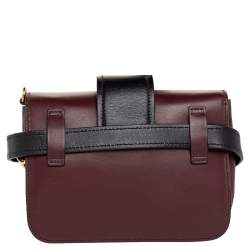 Pre Owned Prada Burgundy /Black Leather Cahier Belt Bag