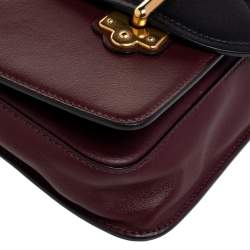 Pre Owned Prada Burgundy /Black Leather Cahier Belt Bag