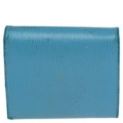 Prada Blue Vittello Move Leather Trifold Wallet