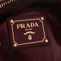 Pre Owned Prada Red Soft Leather Double Zip Convertible Tote