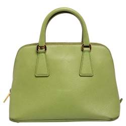 Pre Owned Prada Green Saffiano Leather Galleria Zip Tote