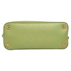 Pre Owned Prada Green Saffiano Leather Galleria Zip Tote