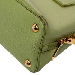 Pre Owned Prada Green Saffiano Leather Galleria Zip Tote