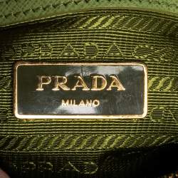 Pre Owned Prada Green Saffiano Leather Galleria Zip Tote