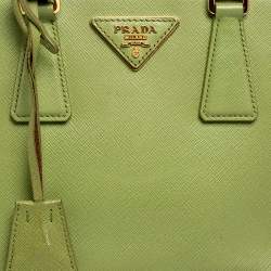 Pre Owned Prada Green Saffiano Leather Galleria Zip Tote