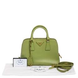 Pre Owned Prada Green Saffiano Leather Galleria Zip Tote
