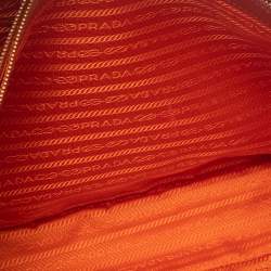 Pre Owned Prada Orange Patent Saffiano Lux Leather Dome Satchel