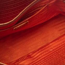 Pre Owned Prada Orange Patent Saffiano Lux Leather Dome Satchel