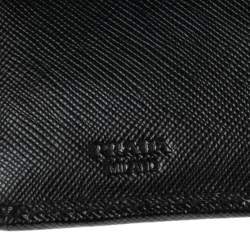 Pre Owned Prada Black Saffiano Leather Compact Wallet
